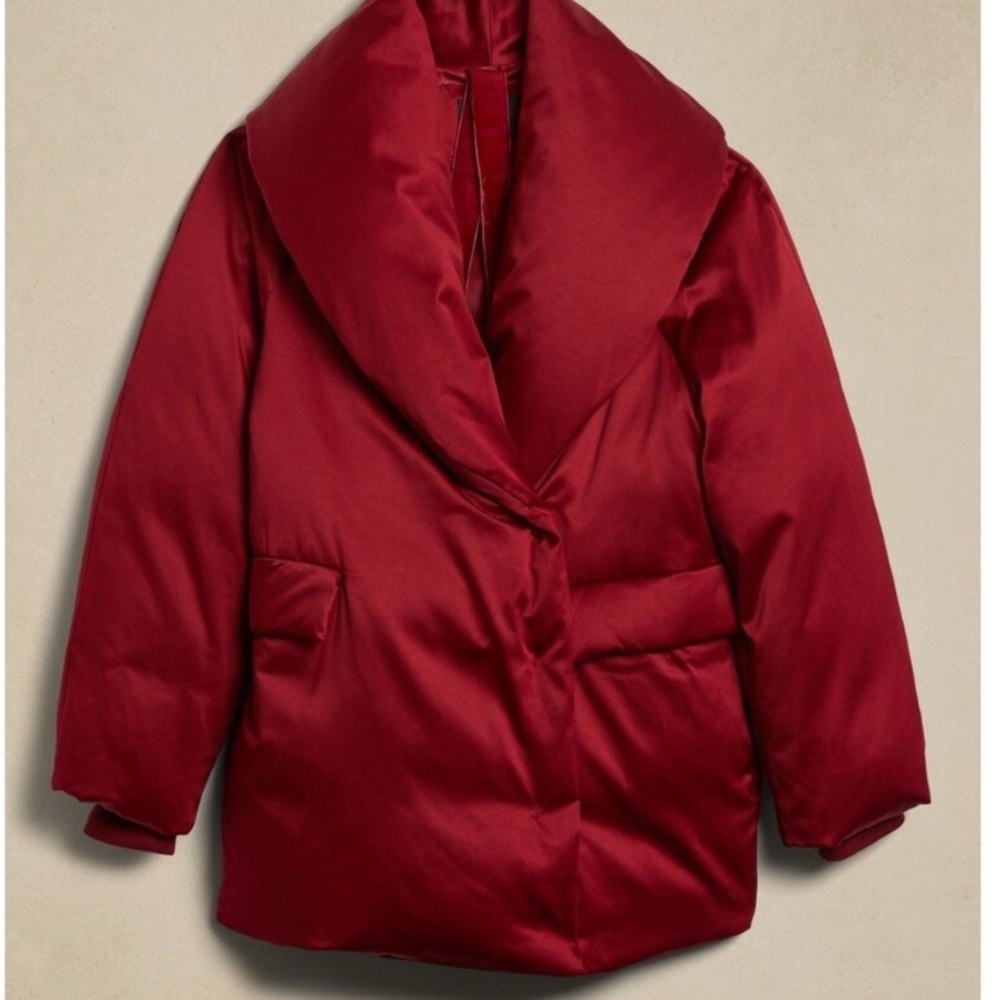Banana Republic Deep Red Puffer Coat